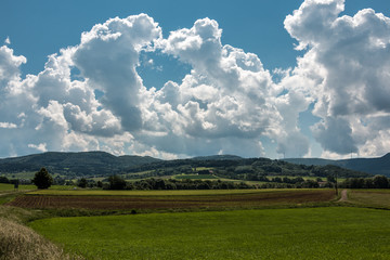 Fototapeta premium German countryside with forests, fields and meadows