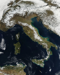 Satellite view of Italy from space. Elements of this image furnished by NASA. © elroce