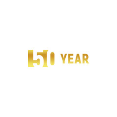 50 year, happy birthday gold logo on white background, corporate anniversary vector minimalistic sign, greeting card template.