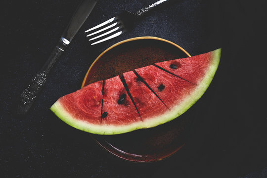 Close up of watermelon slice on plate