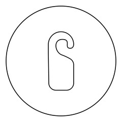 Door tag black icon in circle outline