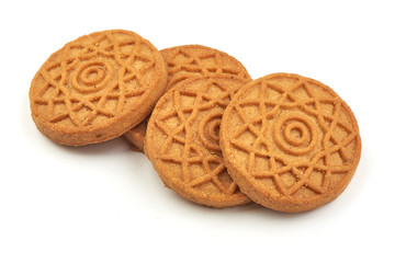 Gingerbread cookies, close-up, isolated on white background.