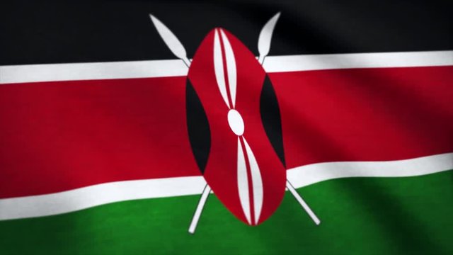 Flag of Kenya waving, suitable to use it as a background. Background waving in the wind Kenya flag