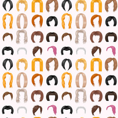 Woman hair styling seamless pattern background vector illustration