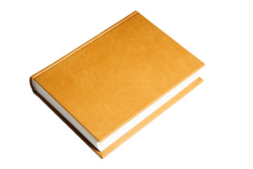 The book is in a bright brown hard leather cover.