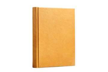 The book is in a bright brown hard leather cover
