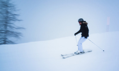 Fototapeta na wymiar Skiers on the ski slope
