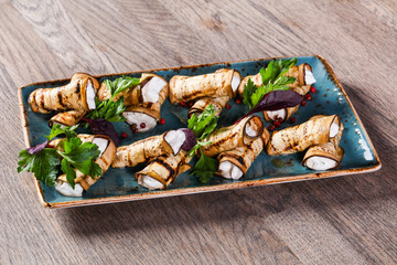 Eggplant roll with cheese