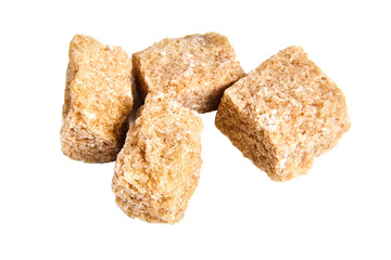 Brown cane unrefined sugar cubes