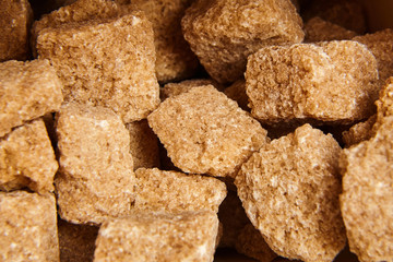 Brown cane unrefined sugar cubes
