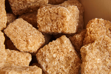 Brown cane unrefined sugar cubes