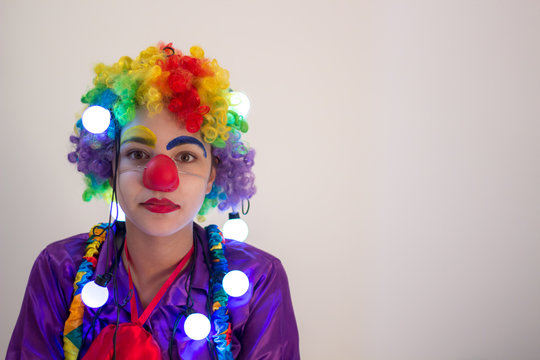 Portrait of happy funny clown girl