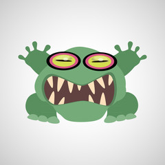 Cartoon monster on white background. Vector illustration