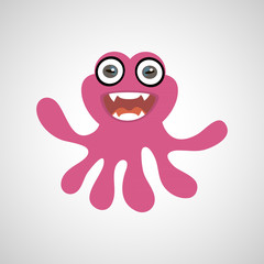 Cartoon monster on white background. Vector illustration