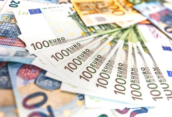 Euro Money Banknotes, pile of paper euro banknotes