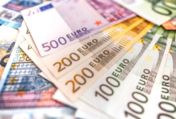 Euro Money Banknotes, pile of paper euro banknotes