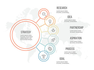 Business infographic. Organization chart with 6 options. Vector template.