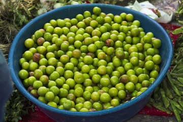 fresh plum at traditional turkish street bazaar
