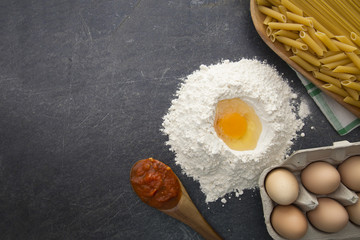 Making Pasta on a Slate Countertop