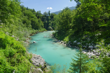 Beautiful Soca river valley in summer, Slovenia © merial
