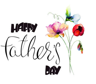 Colorful flowers with title Happy Fathers day