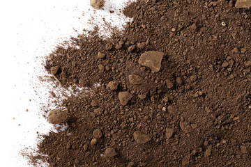 Pile dirt isolated on white background, with clipping path