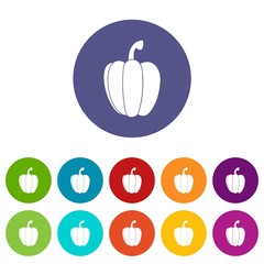 Pepper set icons in different colors isolated on white background