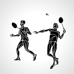 Abstract mens doubles badminton players ector eps10