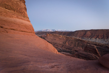 Pink sunset at Arches National Park, Utah. 