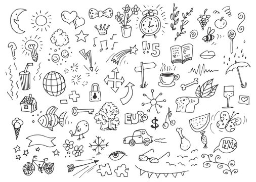 Various hand drawn doodles