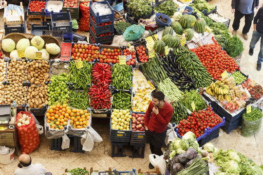 Vegetables And Fruits At Turkish Greengrocer