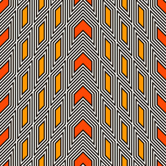 Simple modern print with arrows and pointers. Outline seamless pattern with geometric figures. Contemporary background. - obrazy, fototapety, plakaty