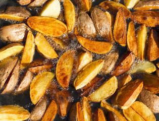 Fried potatoes. Fried potatoes in a frying pan