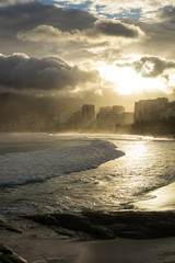 sunset in arpoador beach rio de janeiro brazil