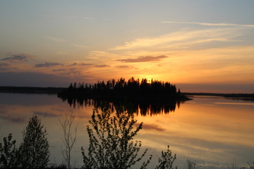 Fototapeta premium Tranquil Sunset, Elk Island National Park, Alberta