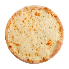 Photo sur Plexiglas Pizzeria Pizza au fromage isolé sur fond blanc