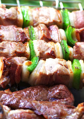 meat and pepper on a skewer