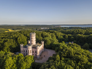 Aerial view of Granitz Hunting Lodge on the island of Ruegen