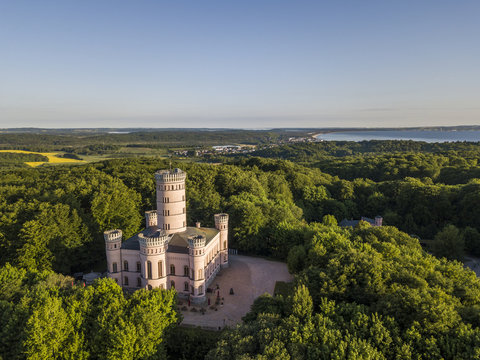 Aerial view of Granitz Hunting Lodge on the island of Ruegen