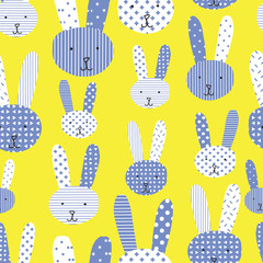 Cute bunnies blue white lime seamless pattern. Perfect for the kids market - would look great on packaging, stationary and fabric!