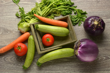 eggplant with other vegetables around