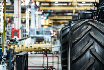 Assembly workshop interior at big industrial plant