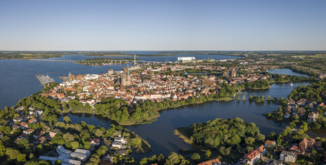 Aerial view of Stralsund, a Hanseatic town in the Pomeranian part of Mecklenburg-Vorpommern - obrazy, fototapety, plakaty