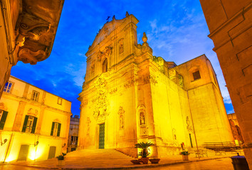 Martina Franca, Puglia, Italy: Piazza del Plebiscito with Saint Martin Basilica and Palazzo della Corte, Apulia - obrazy, fototapety, plakaty