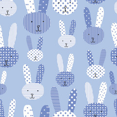 Cute bunnies blue white seamless pattern. Perfect for the kids market - would look great on packaging, stationary and fabric!