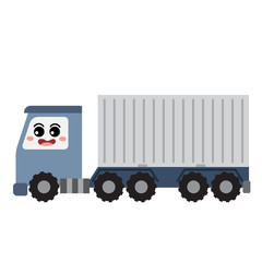 Container Truck transportation cartoon character side view isolated on white background vector illustration.