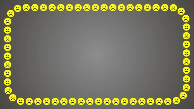 Sad smile emotion grey background rectangle frame