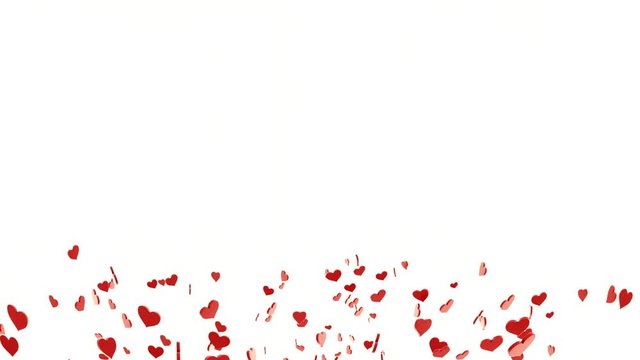 A lot of red hearts flying up, on white background