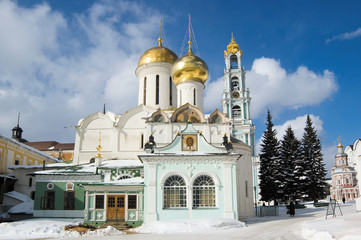 Troitskiy Cathedral with Nikonovskiy Annex of Trinity Lavra of St. Sergius. Sergiev Posad, Russia