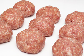 Meat minced red on white background.